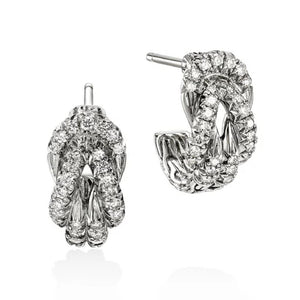 John Hardy Sterling Silver Diamond Love Knot Earrings EBP987822DI