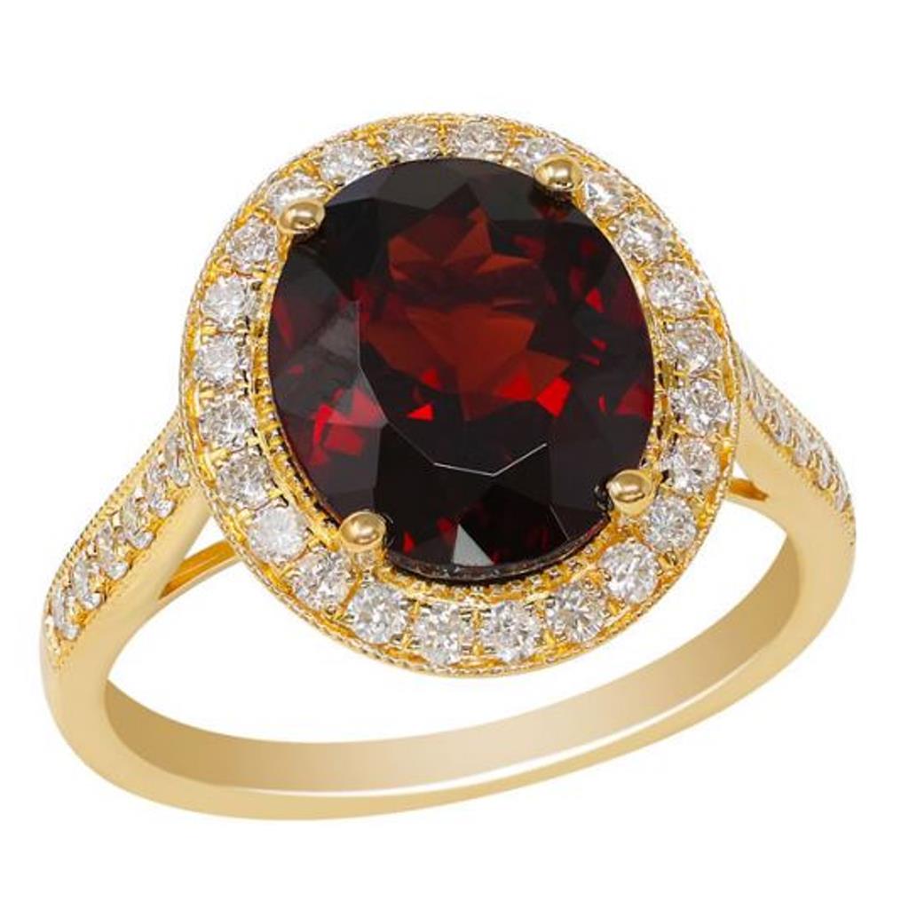 14K Yellow Garnet Diamond Halo Ring JR7796GA