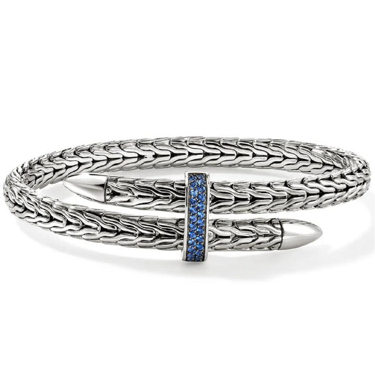 John Hardy Sterling Silver Blue Sapphire Spear Flex Cuff CBS9011074BSPXS
