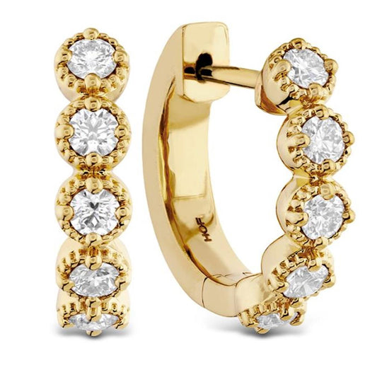 Hearts on Fire 18K Yellow Gold Diamond Bar Huggie Earrings HFEDBH00348Y