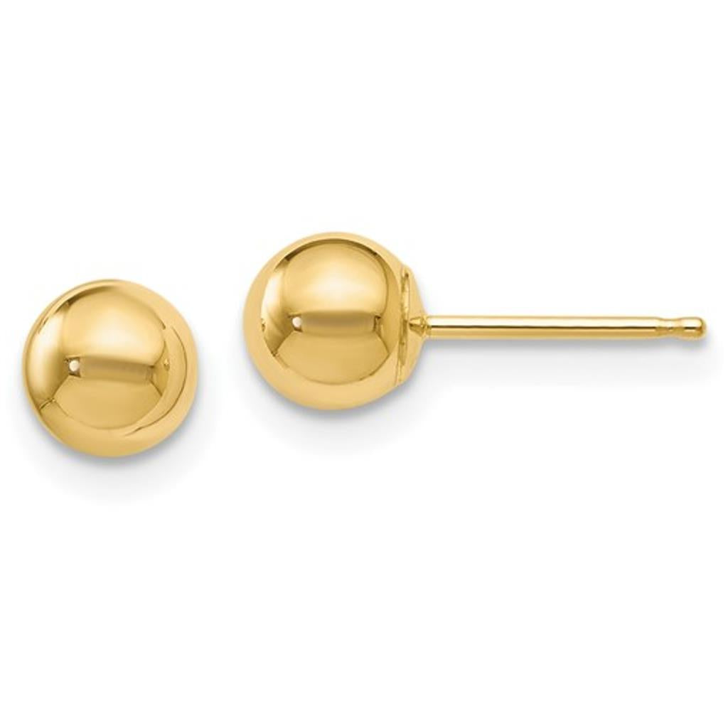 14K Yellow Gold 5mm Ball Stud Earrings 16Z