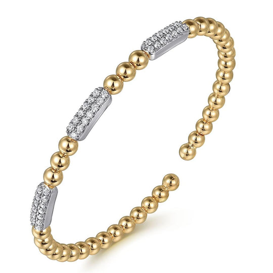 Gabriel & Co 14K Two-Tone Bujukan Pave Diamond Station Split Bangle BG4974-62M45JJ