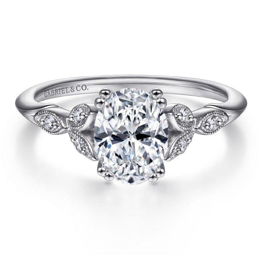 Gabriel & Co 14K White Gold Victorian Floral Diamond Engagement Ring ER11721O3W44JJ