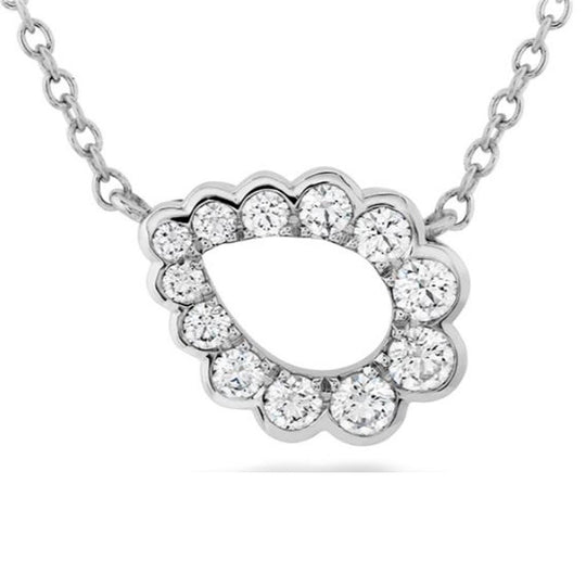 Hearts On Fire 18K White Gold Aerial Regal Scroll Teardrop Necklace HFNAREGST00308W