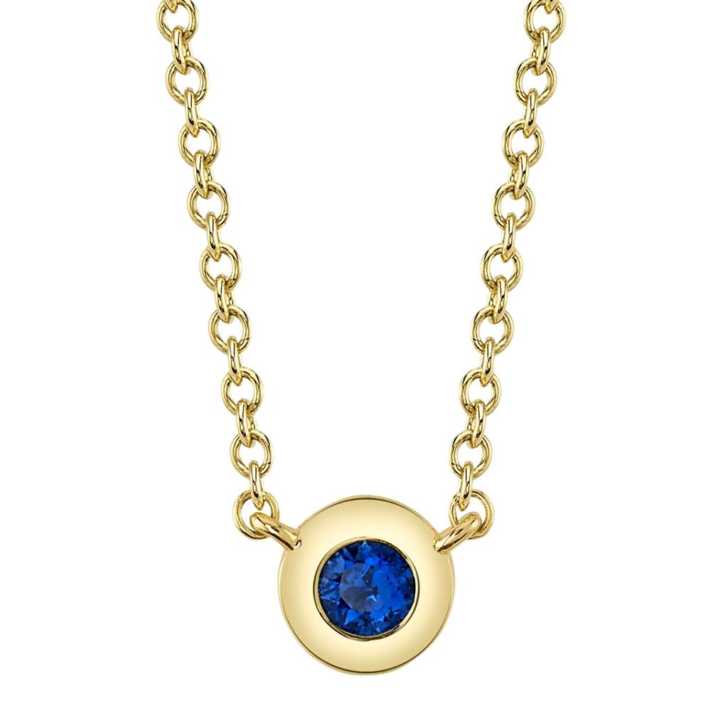 Shy 14KY Blue Sapphire Bezel Necklace SC55026490