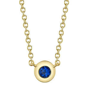 Shy 14KY Blue Sapphire Bezel Necklace SC55026490