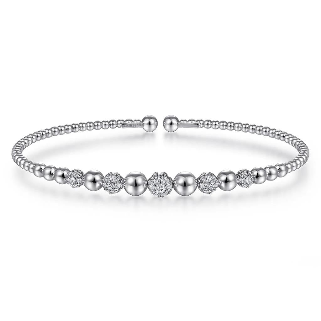 Gabriel & Co 14K White Gold Bujukan Graduated Diamond Station Bangle BG4362-62W45JJ