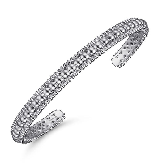 Gabriel & Co Sterling Silver Bujukan Beaded Open Bangle BG4594-62SVJJJ