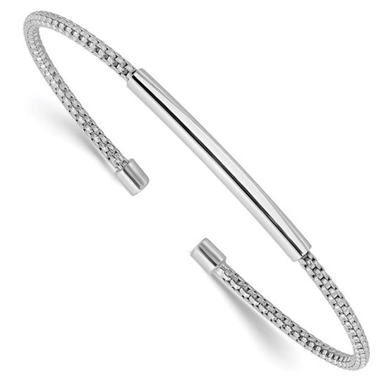 Sterling Silver Polished & Textured Cuff Bracelet QLF1339