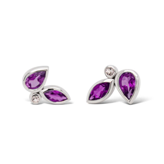 Joryel Vera Sterling Silver Amethyst and White Topaz Stud Earrings E4304AM/WT