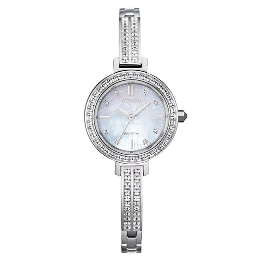 Citizen Ladies Stainless Steel Silhouette Mother of Pearl Eco Drive Watch EM0860-51D
