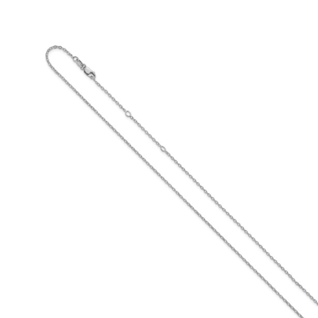Sterling Silver Rhodium Plated Diamond-Cut 1.4mm Cable Chain FC104-16+2