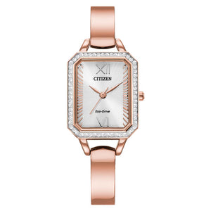 Citizen Ladies Rose Tone Stainless Steel Silhouette Crystal Eco Drive Watch EM0983-51A