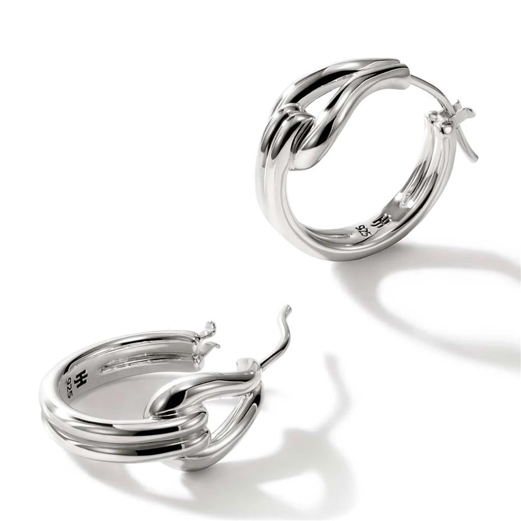 John Hardy Sterling Silver Surf Small Hoop Earrings EB901147