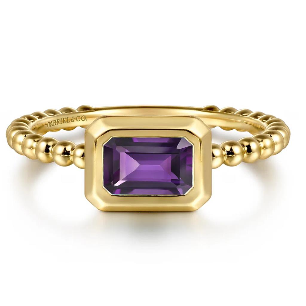 Gabriel & Co 14K Yellow Gold Bujukan Amethyst Fashion Ring LR52684Y4JAM