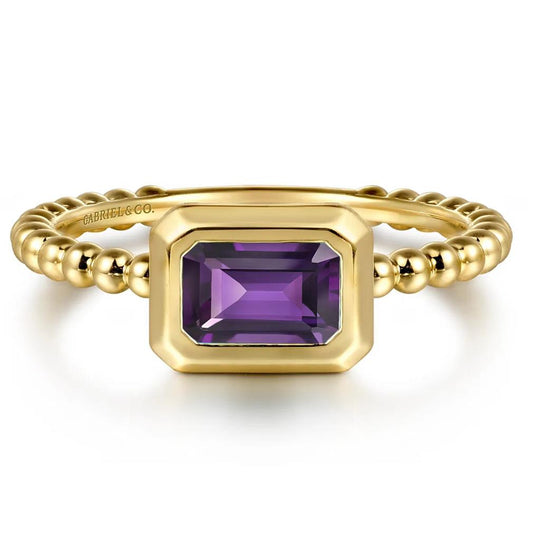 Gabriel & Co 14K Yellow Gold Bujukan Amethyst Fashion Ring LR52684Y4JAM