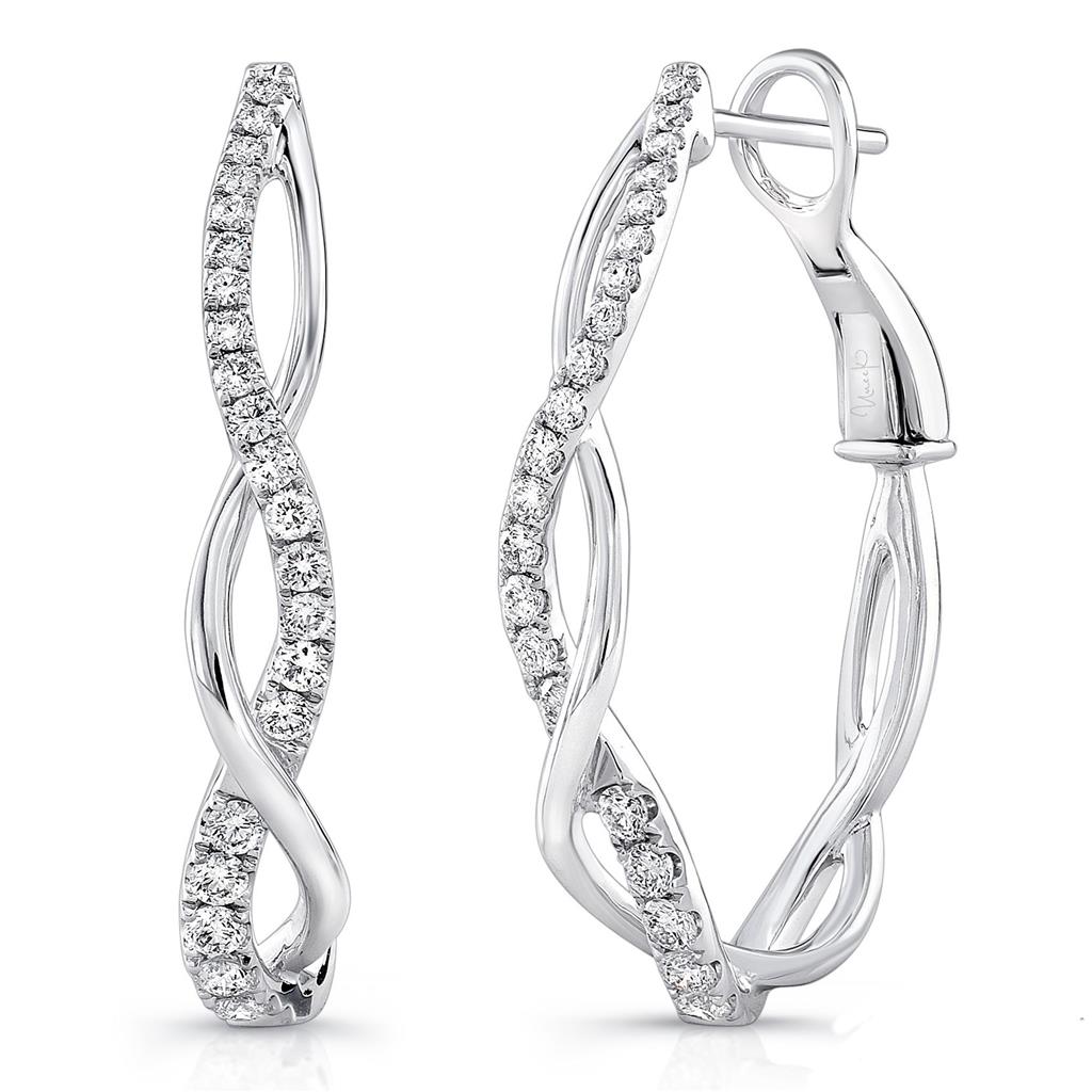 Uneek 14KW Twisted Diamond Hoop Earrings LVEW4224W