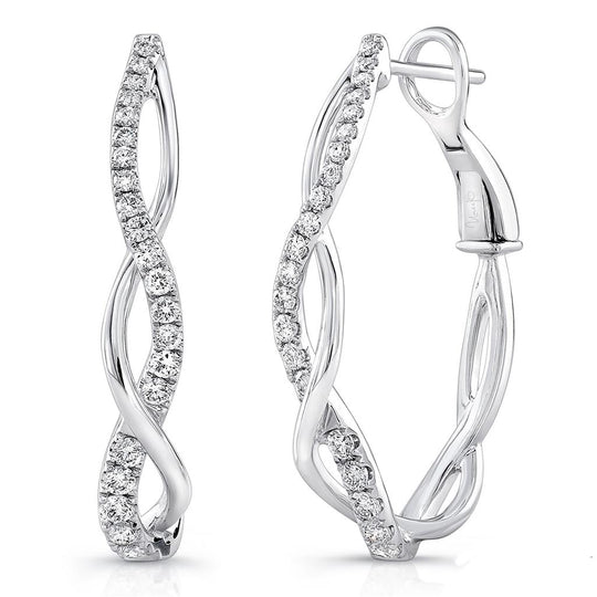 Uneek 14K White Gold Chatterley Twisted Diamond Hoop Earrings LVEW4224W