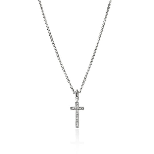 John Hardy Sterling Silver Diamond Pave Cross Pendant Necklace NBP9893882DIX16-18