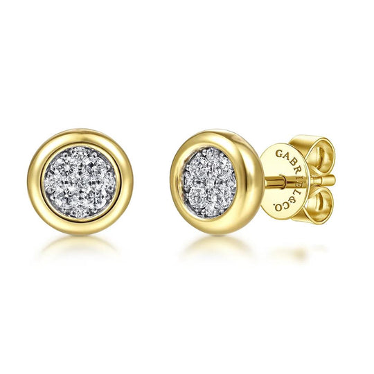 Gabriel & Co 14K Two-Tone Bezel Set Diamond Pave Stud Earrings EG14094M45JJ