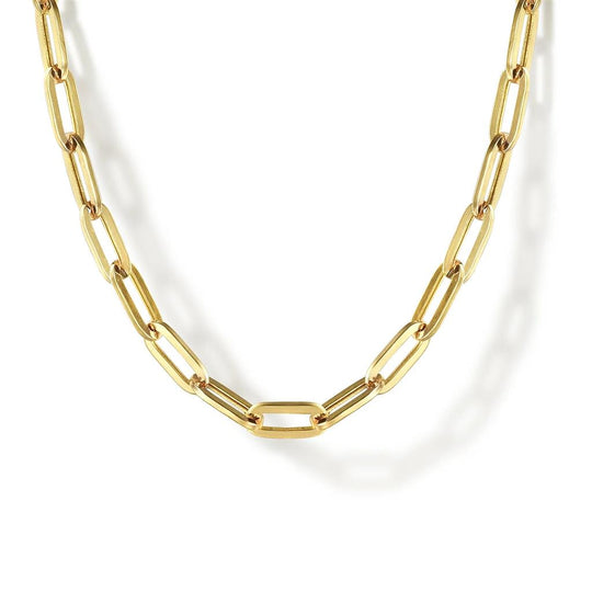 Gabriel & Co 14K Yellow Gold Hollow Paperclip Chain Necklace NK6769H-17Y4JJJ