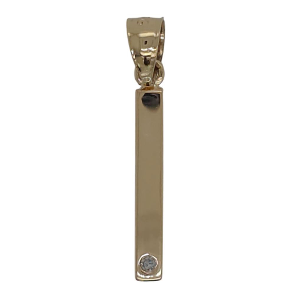 14K Yellow Gold Diamond Accented Bar Pendant 250415B