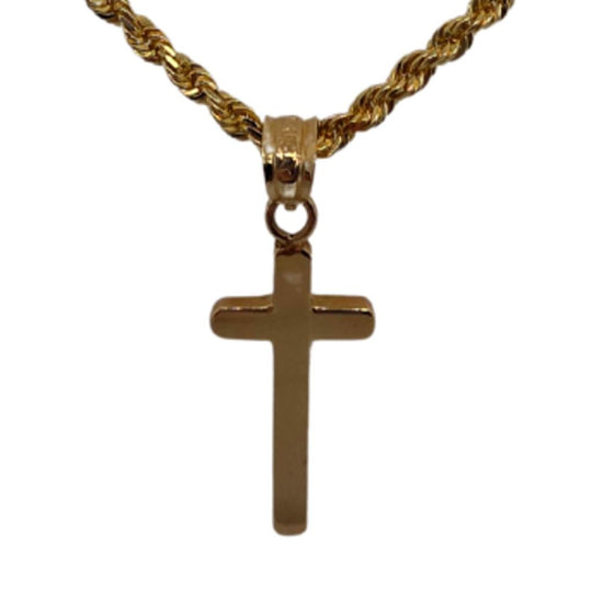 14K Yellow Gold Plain Cross Pendant 243709