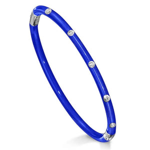 Soho Sterling Silver Cobalt Enamel Diamond Bangle AB121XSDDCOBALT