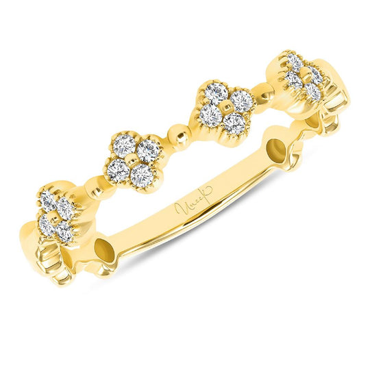 Uneek 14K Yellow Gold Diamond Clover Station Ring LVBAS5038Y