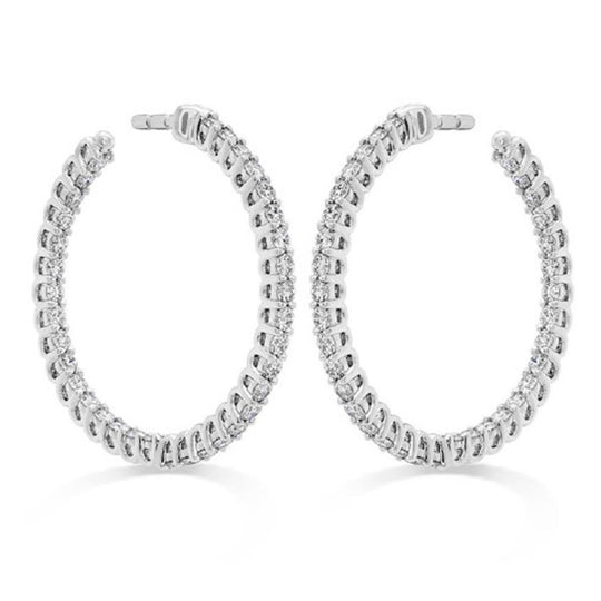 Hearts on Fire 18K White Gold Inside Out Diamond Hoops HOOPSIGIO00878W