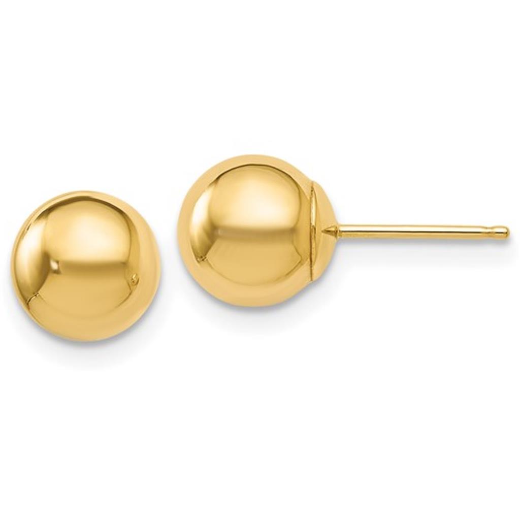 14K Yellow Gold 7mm Ball Stud Earrings 18Z