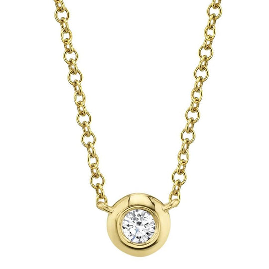 Shy Creation 14K Yellow Gold Diamond Bezel Necklace SC55003229