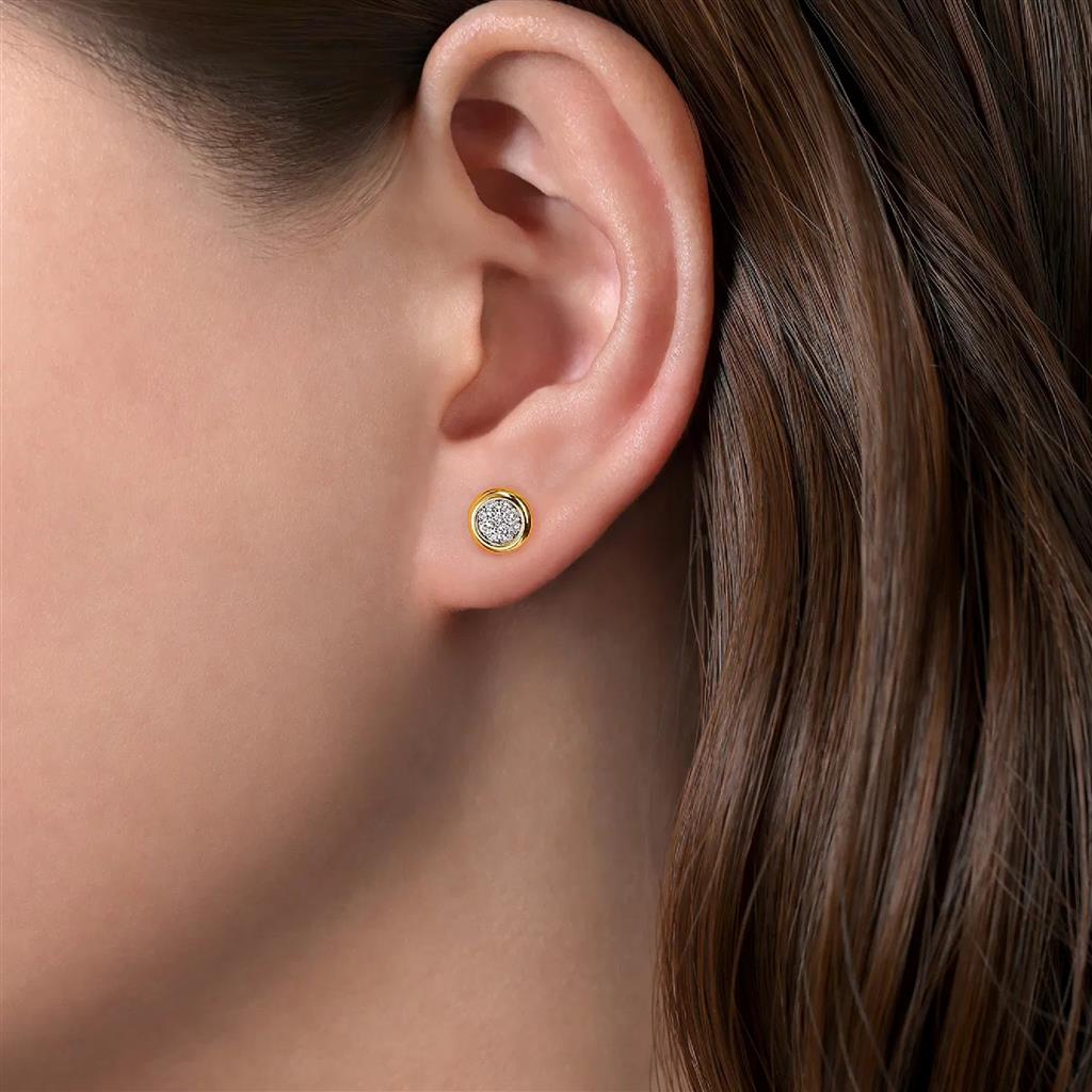 Gabriel & Co 14K Two-Tone Bezel Set Diamond Pave Stud Earrings EG14094M45JJ