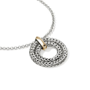 John Hardy 14K Yellow Gold and Sterling Silver Round Link Pendant Necklace NZZ98954X16-18