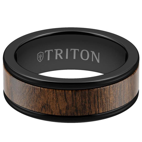 Frederick Goldman Black Tungsten Wood Inlay Band 11-6191BCD8-G.00