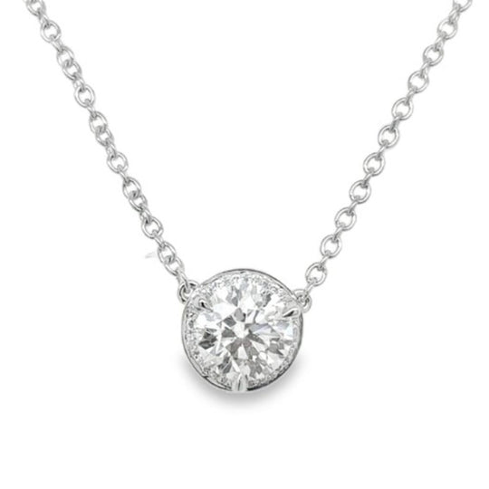 Hearts on Fire 18K White Gold Timeless Hidden Halo Diamond Necklace UU32758WHV20501800
