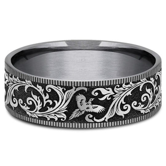 Benchmark Gray & Black Tantalum Pheasant Scroll Band CFT6775207GBKTGTA10
