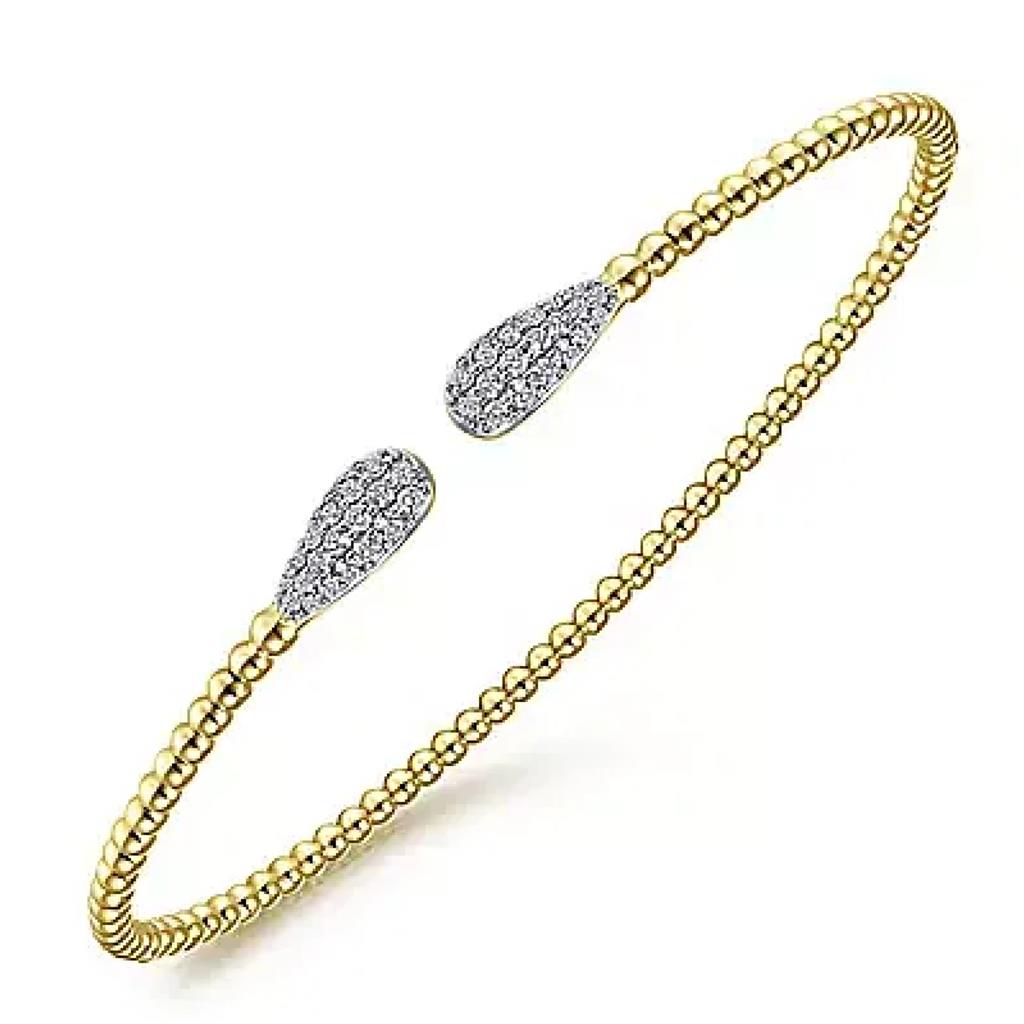 Gabriel & Co 14K Yellow Gold Teardrop Diamond Cluster End Bujukan Bangle BG4230-62Y45JJ