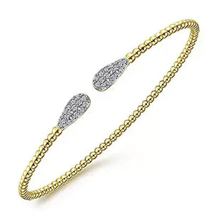 Gabriel & Co 14K Yellow Gold Teardrop Diamond Cluster End Bujukan Bangle BG4230-62Y45JJ