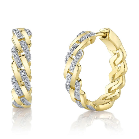 Shy Creation 14K Yellow Gold Woven Diamond Earrings SC55025279RDD0.75