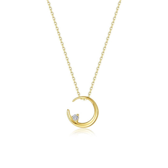 Lafonn Sterling Silver Gold Plated Crescent Moon Simulated Diamond Necklace N2031CLG20