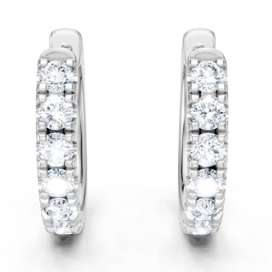 14K White Gold Diamond Huggie Earrings 23817D-14W-3/4