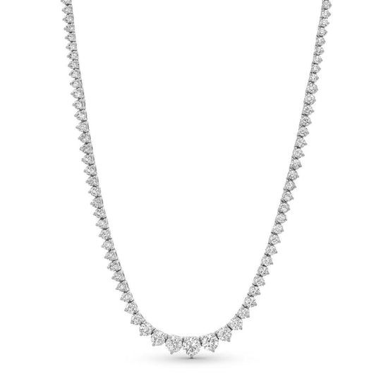 14K White Gold 15ctw Graduated Diamond Tennis Necklace N370-3105