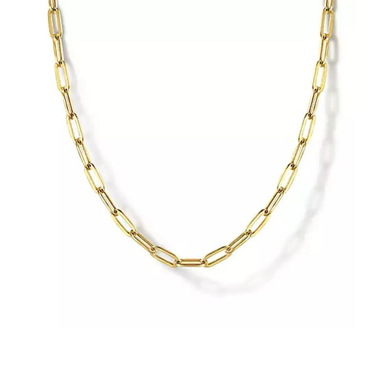 Gabriel & Co 14K Yellow Gold Contemporary Hollow Paperclip Chain Necklace NK6768H-24Y4JJJ