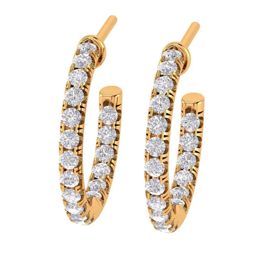 CW Signature 18K Yellow Gold Inside Out Diamond Hoop Earrings E0908Y