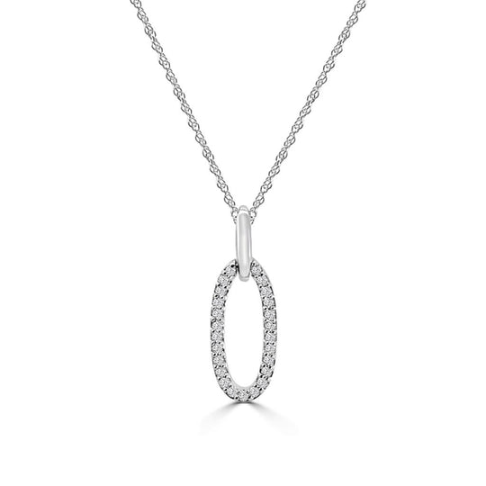 14K White Gold Diamond Drop Pendant Necklace M13N4149S0914