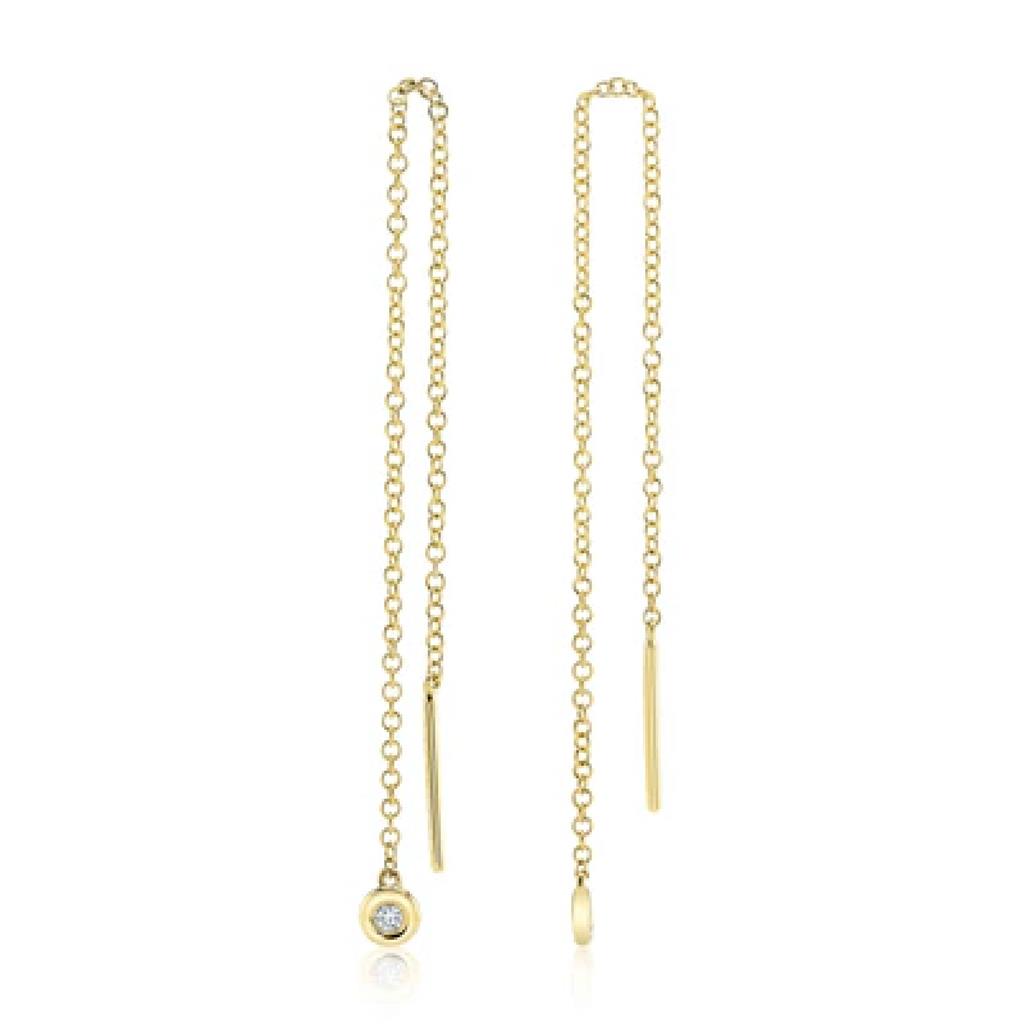 Shy Creation 14K Yellow Gold Diamond Threader Earrings SC55010098