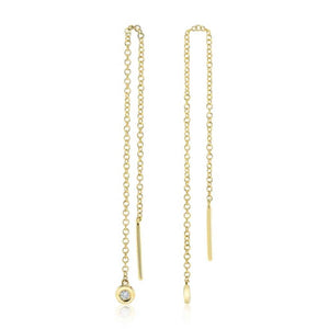 Shy Creation 14K Yellow Gold Diamond Threader Earrings SC55010098