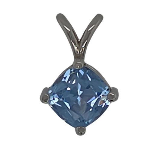 14K White Gold Aquamarine Solitaire Pendant 29012AQUA