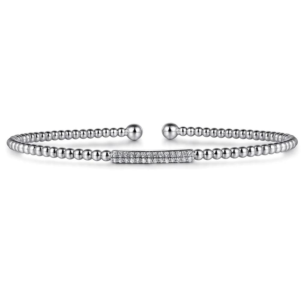 Gabriel & Co 14K White Gold Bujukan Diamond Bar Bangle BG4119-62W45JJ